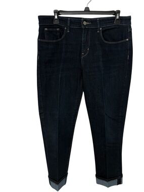 Levi Strauss Signature 5-Pocket Dark Wash Straight Cut Denim Capri, Size: 12‎